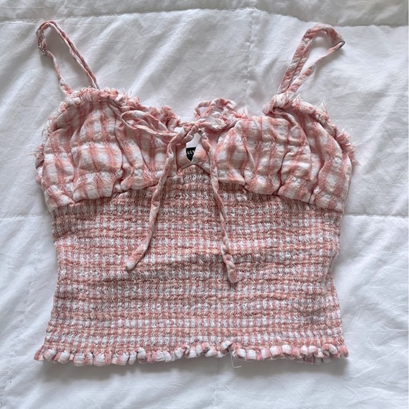 Gingham Ruffled Crop Top - Picture 1 of 7